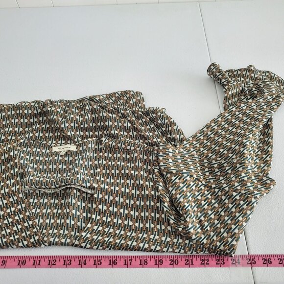 Max Studio Womens XL Green Geometric Crossover Blouse Size XL Ruffled V Neck - Picture 5 of 8